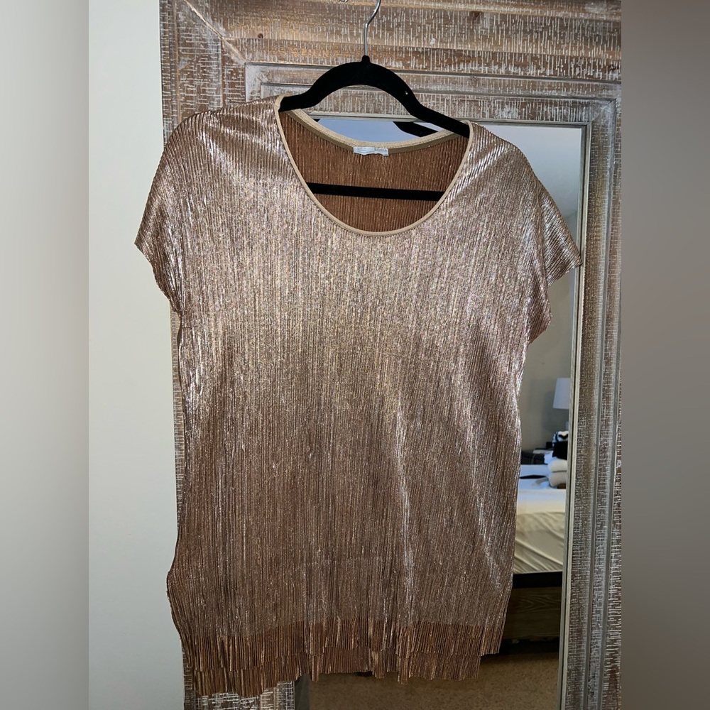 Gold shimmer top. Short sleeves. Zara. Size M.